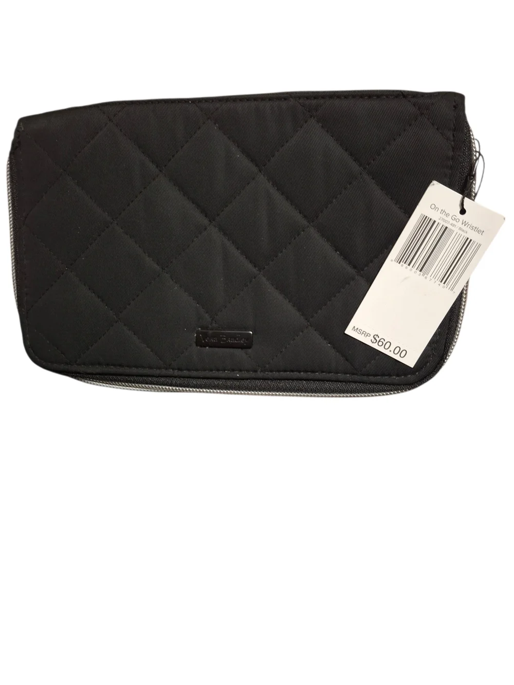 Vera Bradley RFID Black Quilted Zip Around Wristlet Travel Organizer NWT